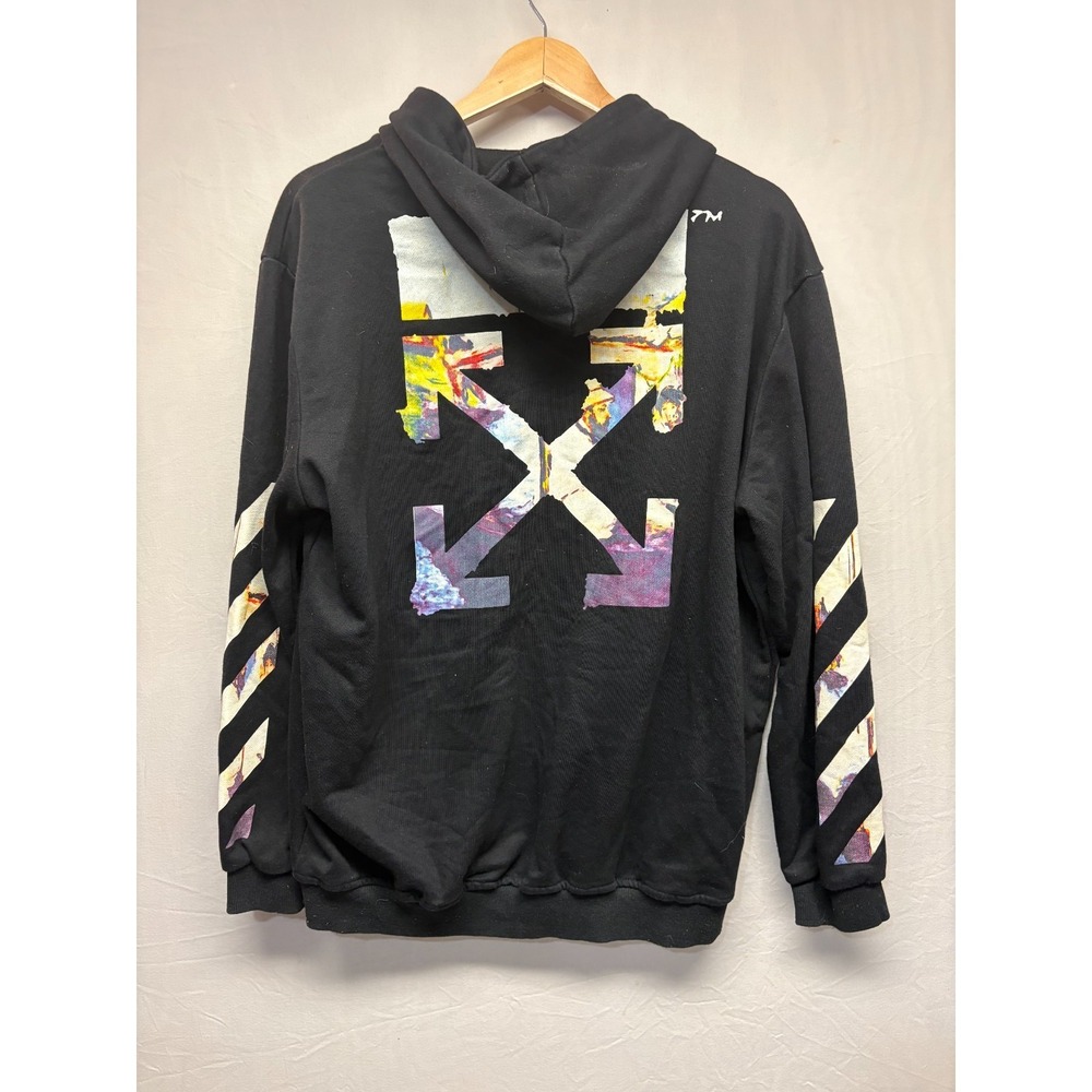Off White Virgil Abloh Stencil Arrow Hoodie Black Kangaroo Pocket Outdoor 2XL - Picture 2 of 8